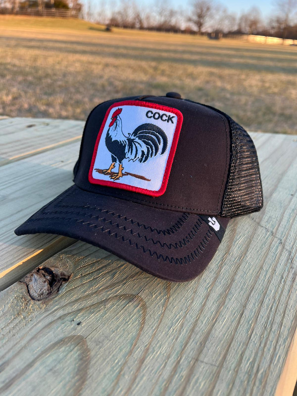 Black Rooster Trucker Hat